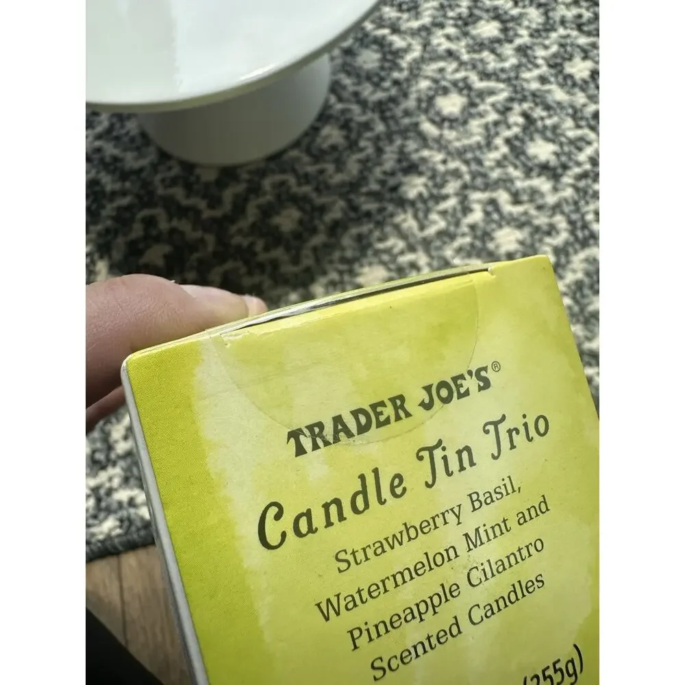 Trader Joes Candle Tin Trio Strawberry Basil Watermelon Mint Pineapple Cilantro